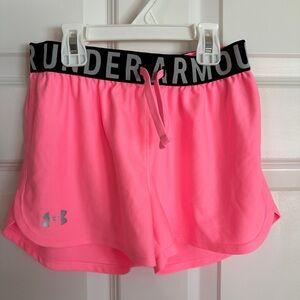 Girls Under Armour Pink Play Up Shorts Youth Medium